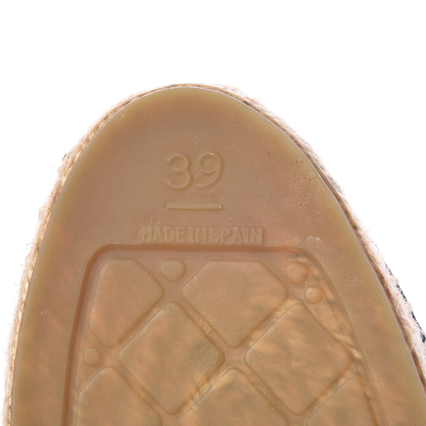 Metallic Calfskin Grosgrain CC Espadrilles 39 Ivory Black
