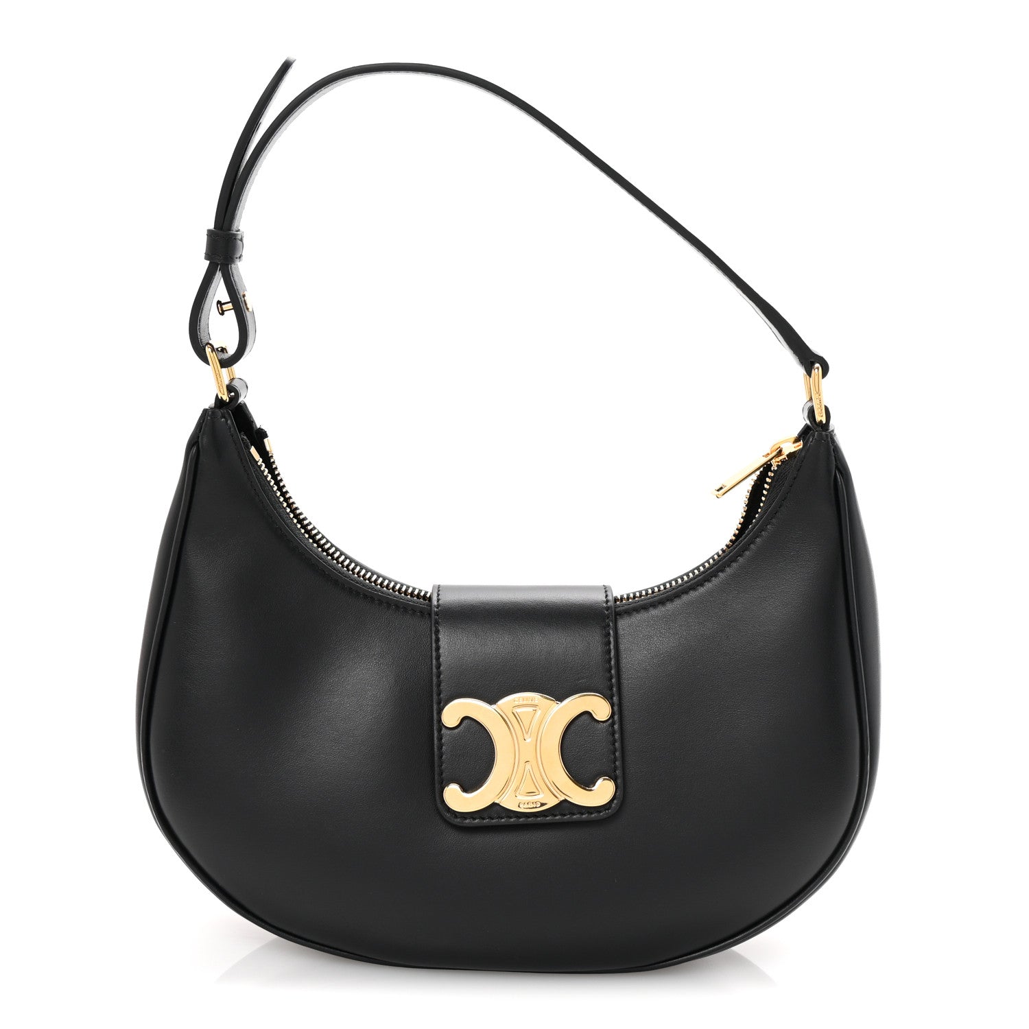 Celine Smooth Calfskin Medium Strap Ava Triomphe Shoulder Bag Black 1 of 10