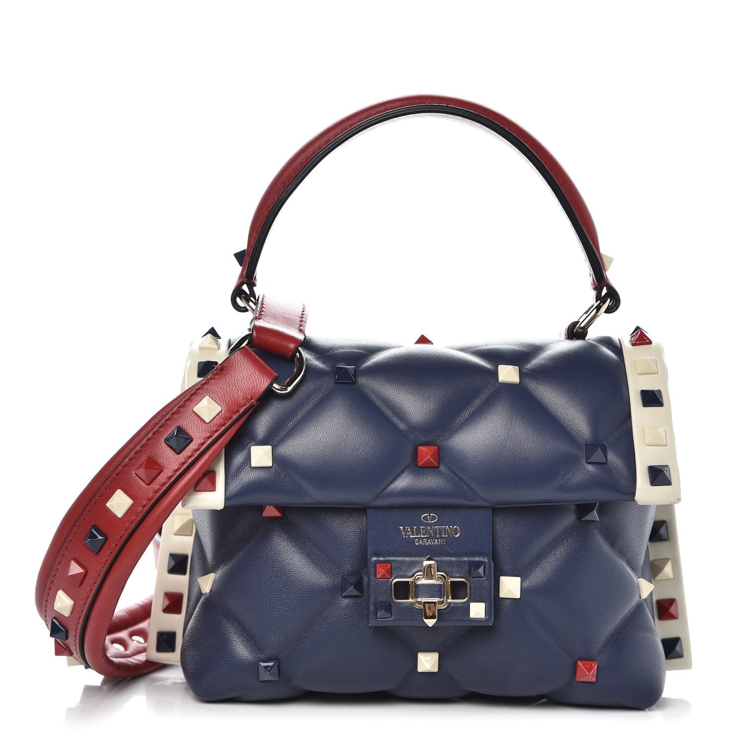 Valentino Garavani Nappa Mini Candystud Top Handle Bag Navy 1 of 7