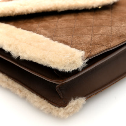 Saint Laurent Nubuck Shearling Quilted Medium Gaby Satchel Natural Tan 9 of 10