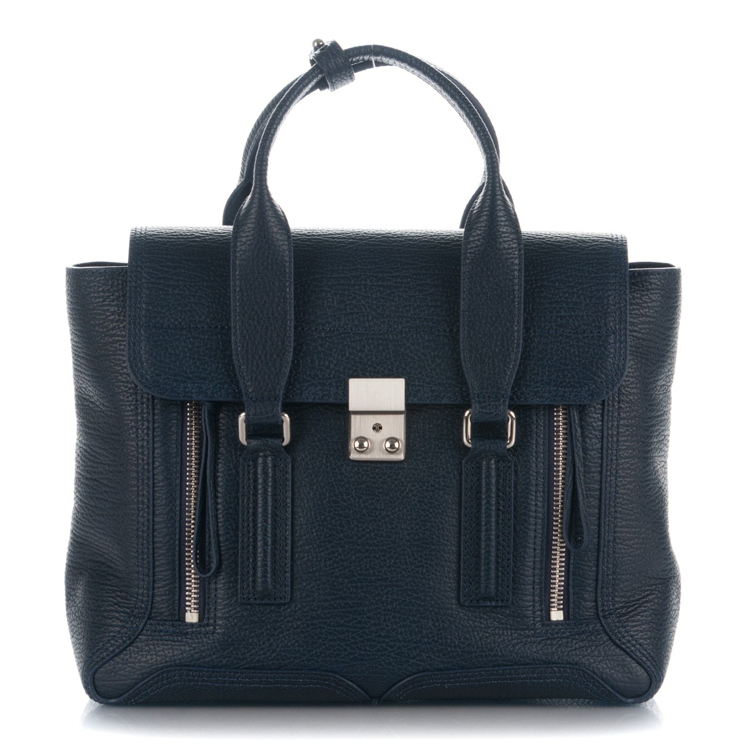 3.1 Phillip Lim 3.1 Textured Calfskin Medium Pashli Satchel Ink 1 of 7