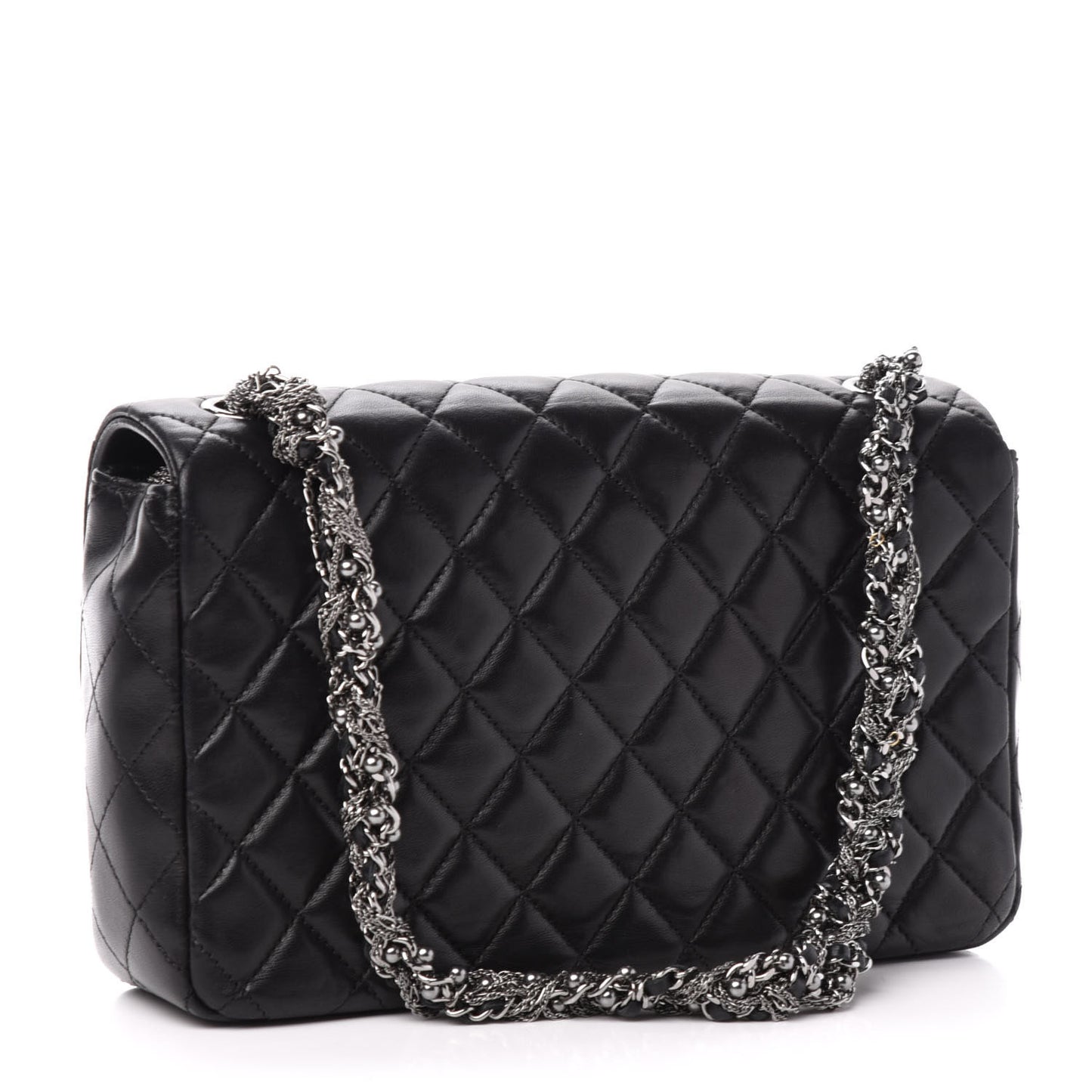 Lambskin Quilted Medium Westminster Pearl Flap Black