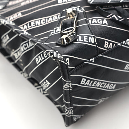 Balenciaga Veau Allover Logo Classic Silver Hardware S City Black White 10 of 13
