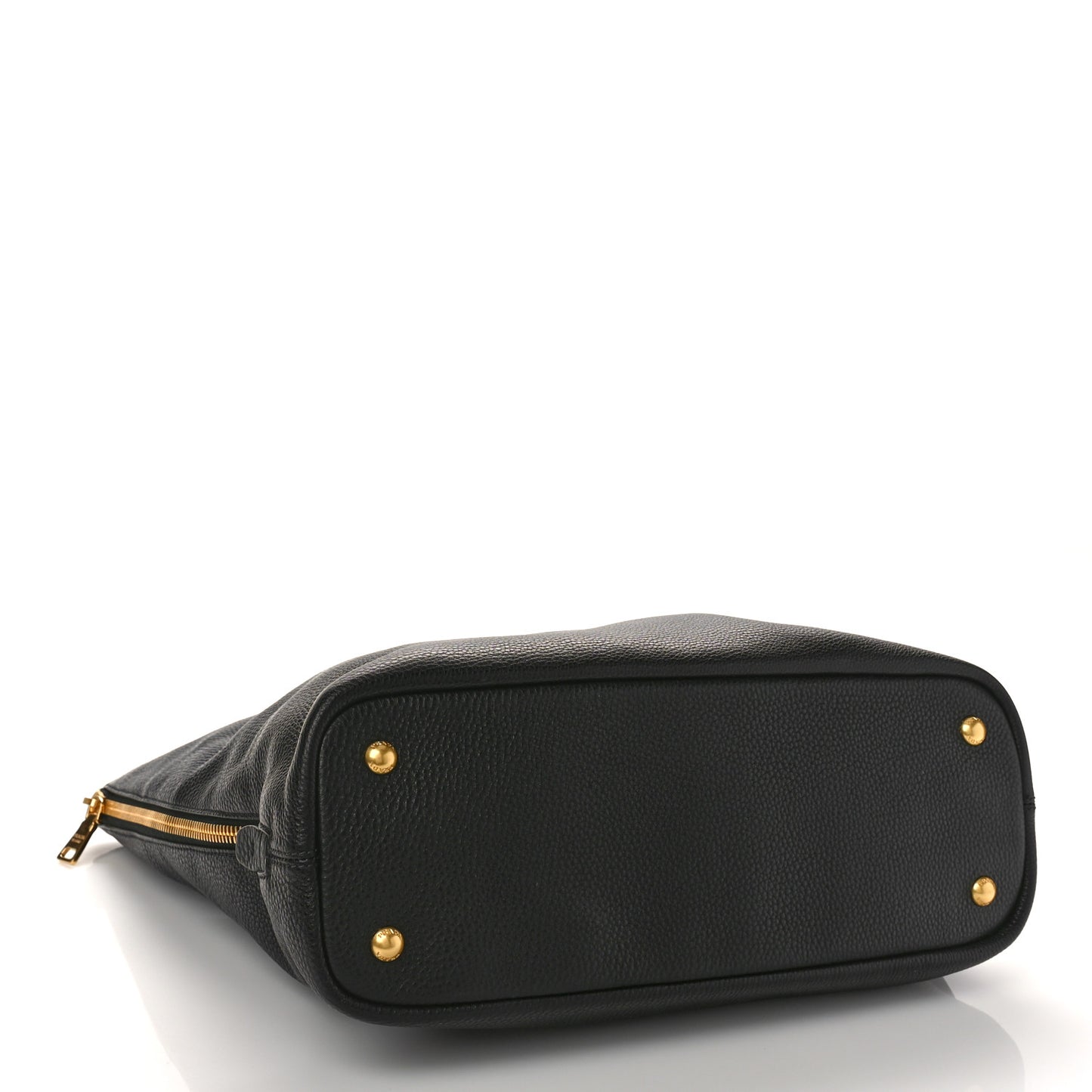 Vitello Daino Side Zip Tote Black