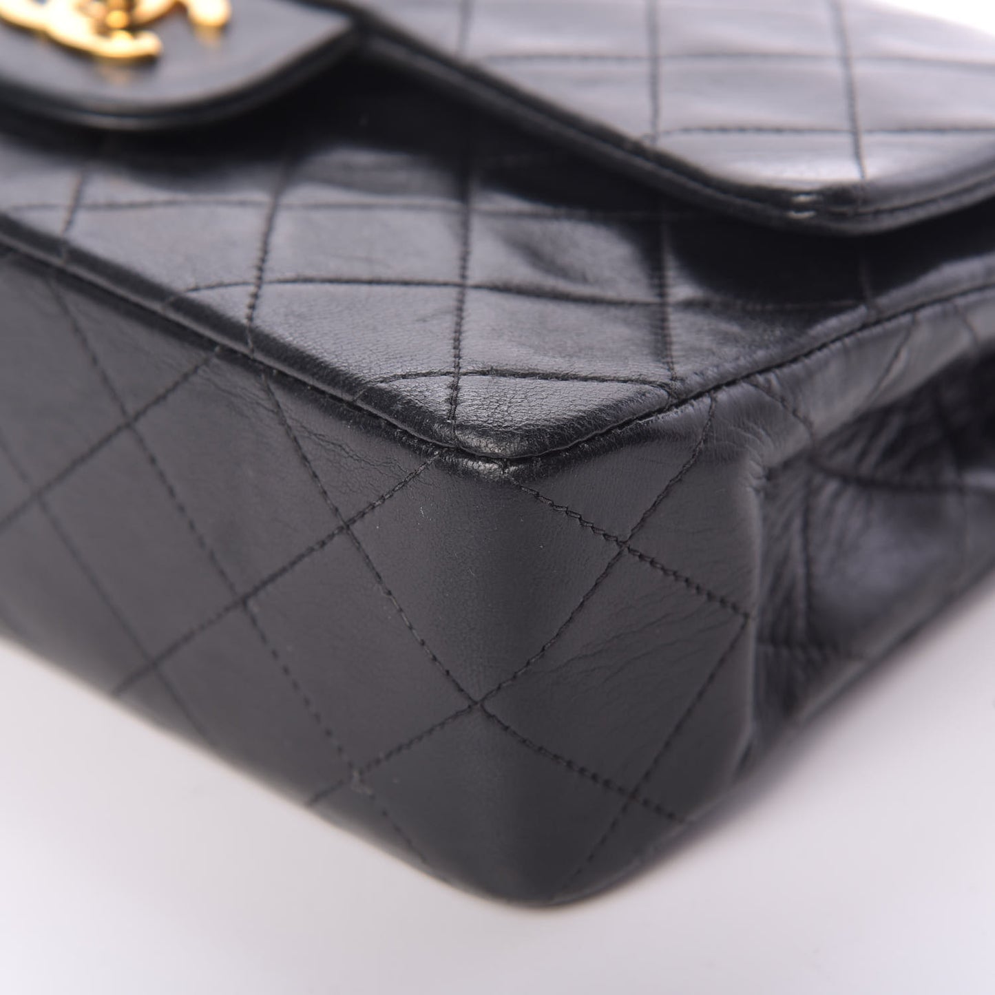 Lambskin Quilted Small Double Flap Black