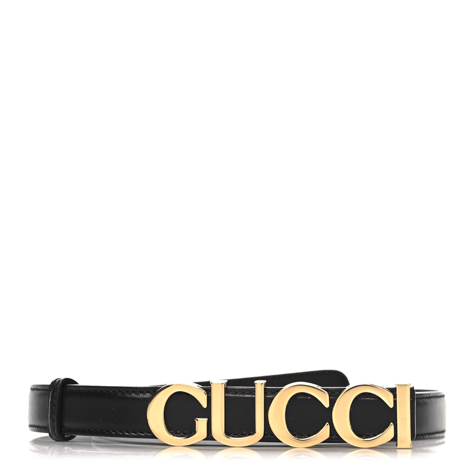 Gucci Plutone Calfskin Gucci Buckle 20mm Thin Belt 70 28 Black 1 of 5