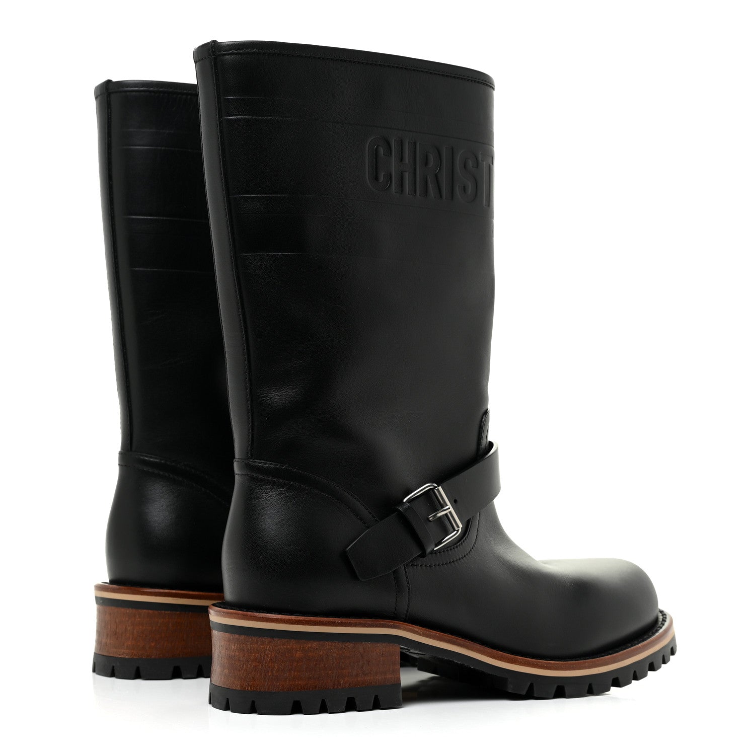 Christian Dior Calfskin Embossed Dior Quest 35mm Biker Boots 37 Black 5 of 11