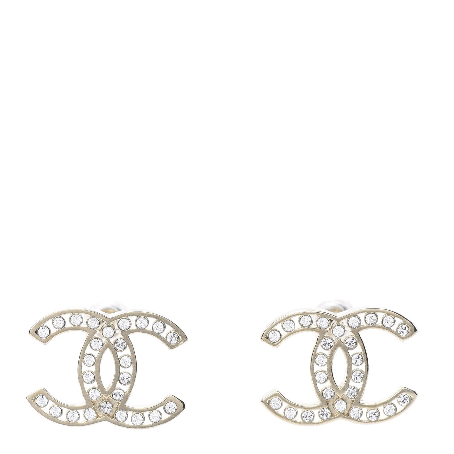 Chanel Crystal CC Large Earrings Gold 1 of 5