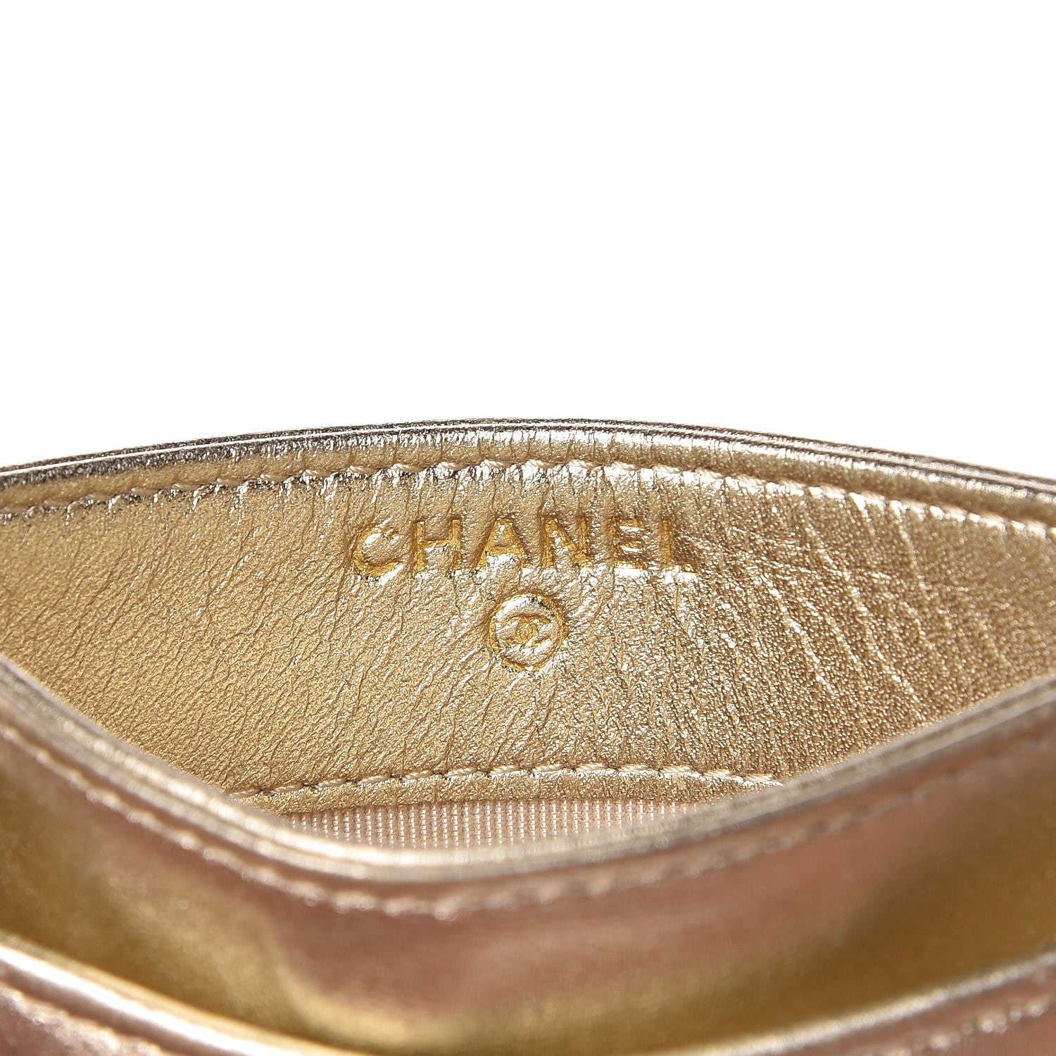 Chanel Metallic Lambskin Quilted CC Card Holder Gold 6 of 8