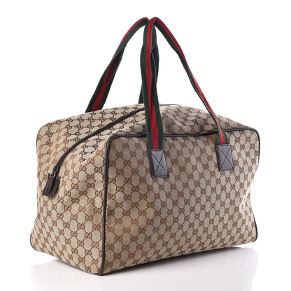 Gucci GG Monogram Web Large Collapsible Carry On Duffle Beige Brown 2 of 11