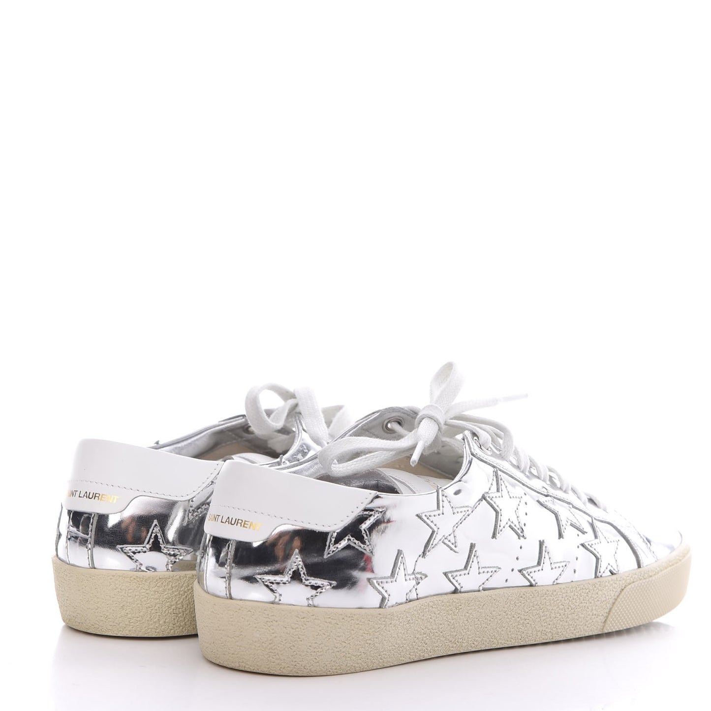 Vitellino Laminato Star Sneakers 39 Argento