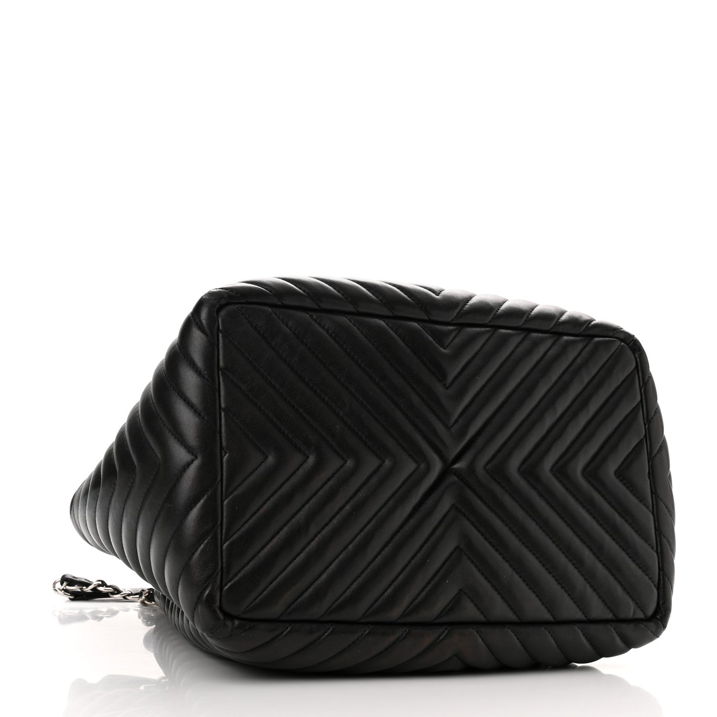 Lambskin Chevron Large Urban Spirit Drawstring Bag Black