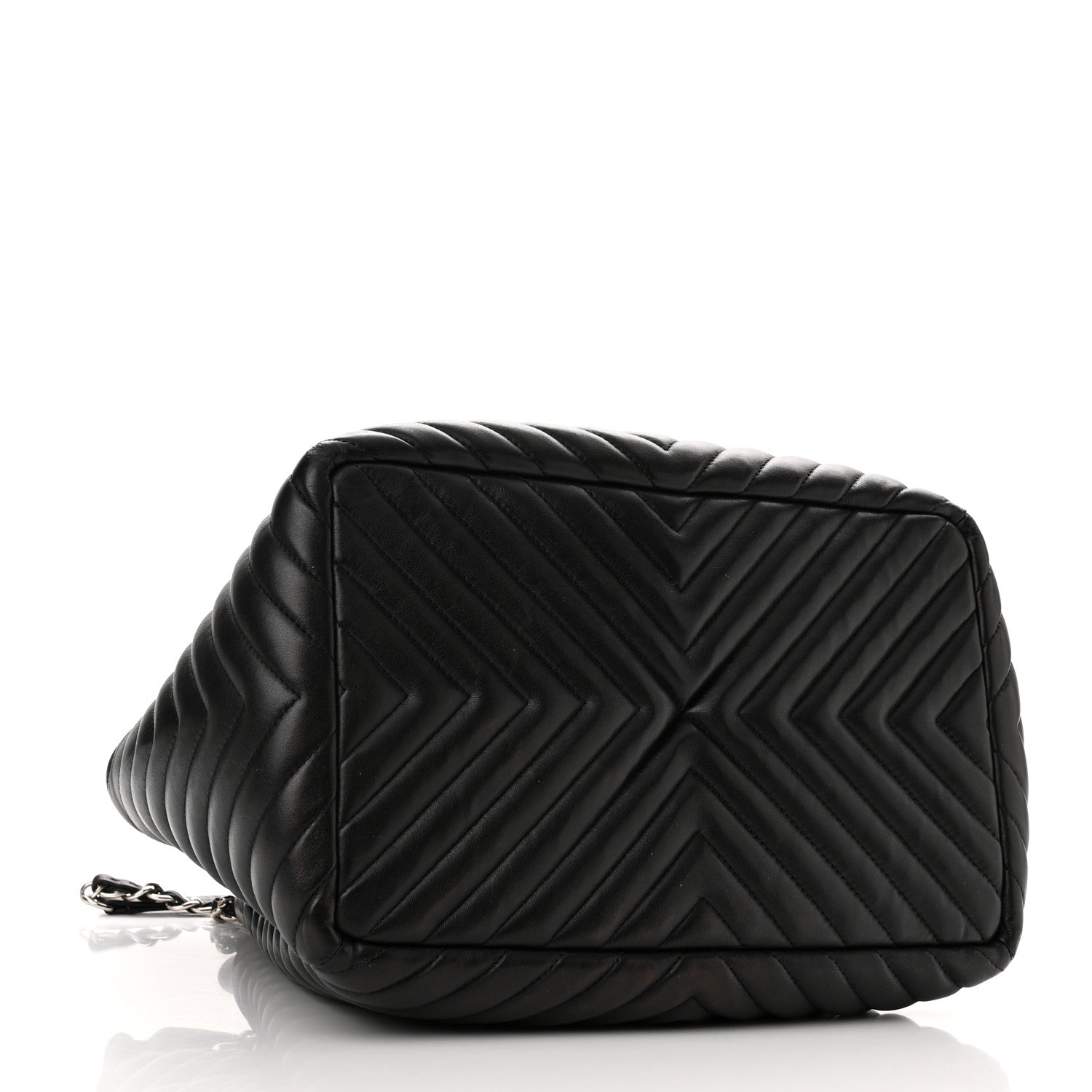 Chanel Lambskin Chevron Large Urban Spirit Drawstring Bag Black 4 of 10