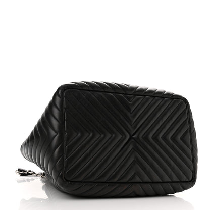 Chanel Lambskin Chevron Large Urban Spirit Drawstring Bag Black 4 of 10