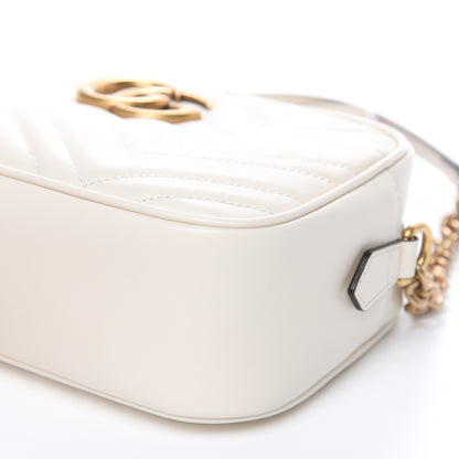 Gucci Calfskin Matelasse Small GG Marmont Chain Shoulder Bag White 9 of 10
