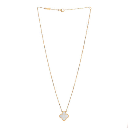 Van Cleef & Arpels 18K Yellow Gold Mother of Pearl Vintage Alhambra Pendant Necklace 2 of 5