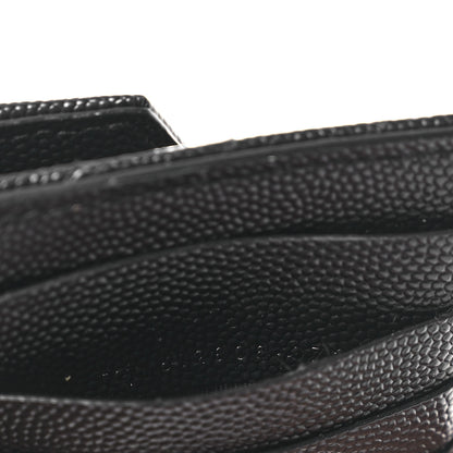 Saint Laurent Grain De Poudre Matelasse Chevron Monogram Compact Wallet Black 7 of 10