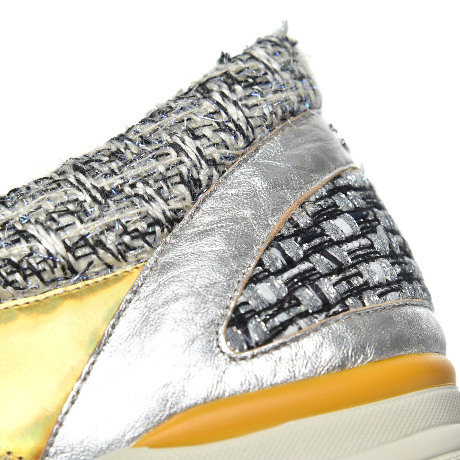 Chanel Tweed Lambskin Tennis Sneakers 42 Black White Argent 12 of 14