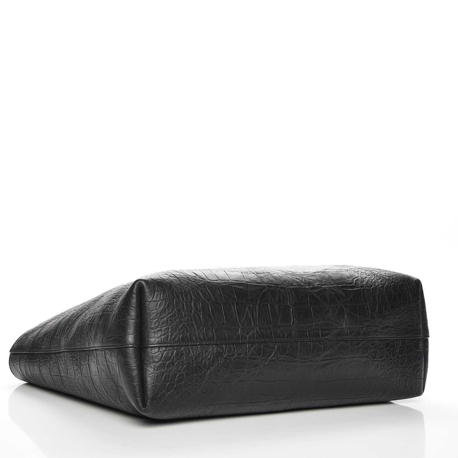 Saint Laurent Calfskin Crocodile Embossed Large Shopper Tote Black 4 of 7