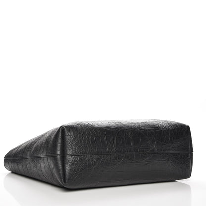 Saint Laurent Calfskin Crocodile Embossed Large Shopper Tote Black 4 of 7
