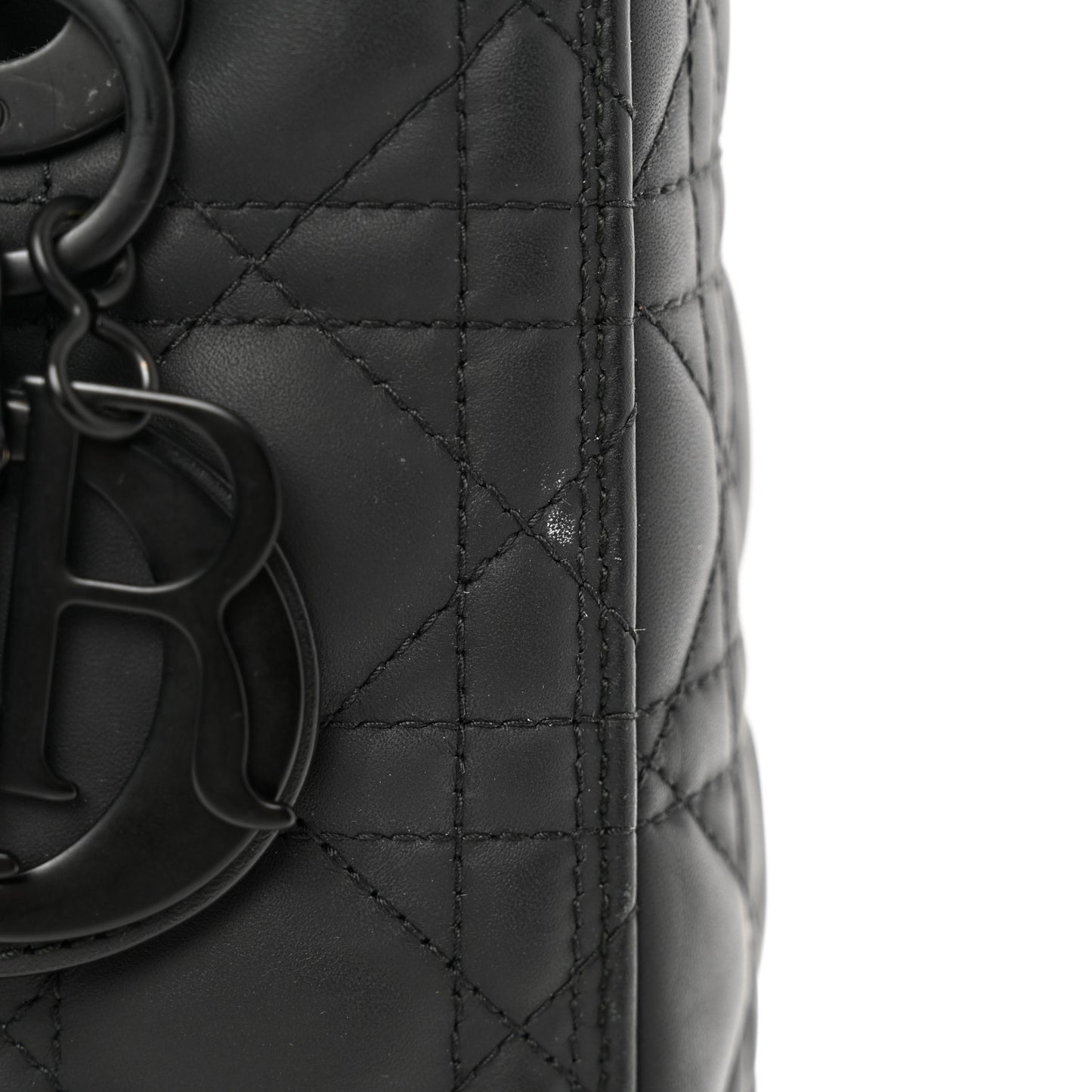 Ultra Matte Calfskin Cannage Medium Lady Dior Black
