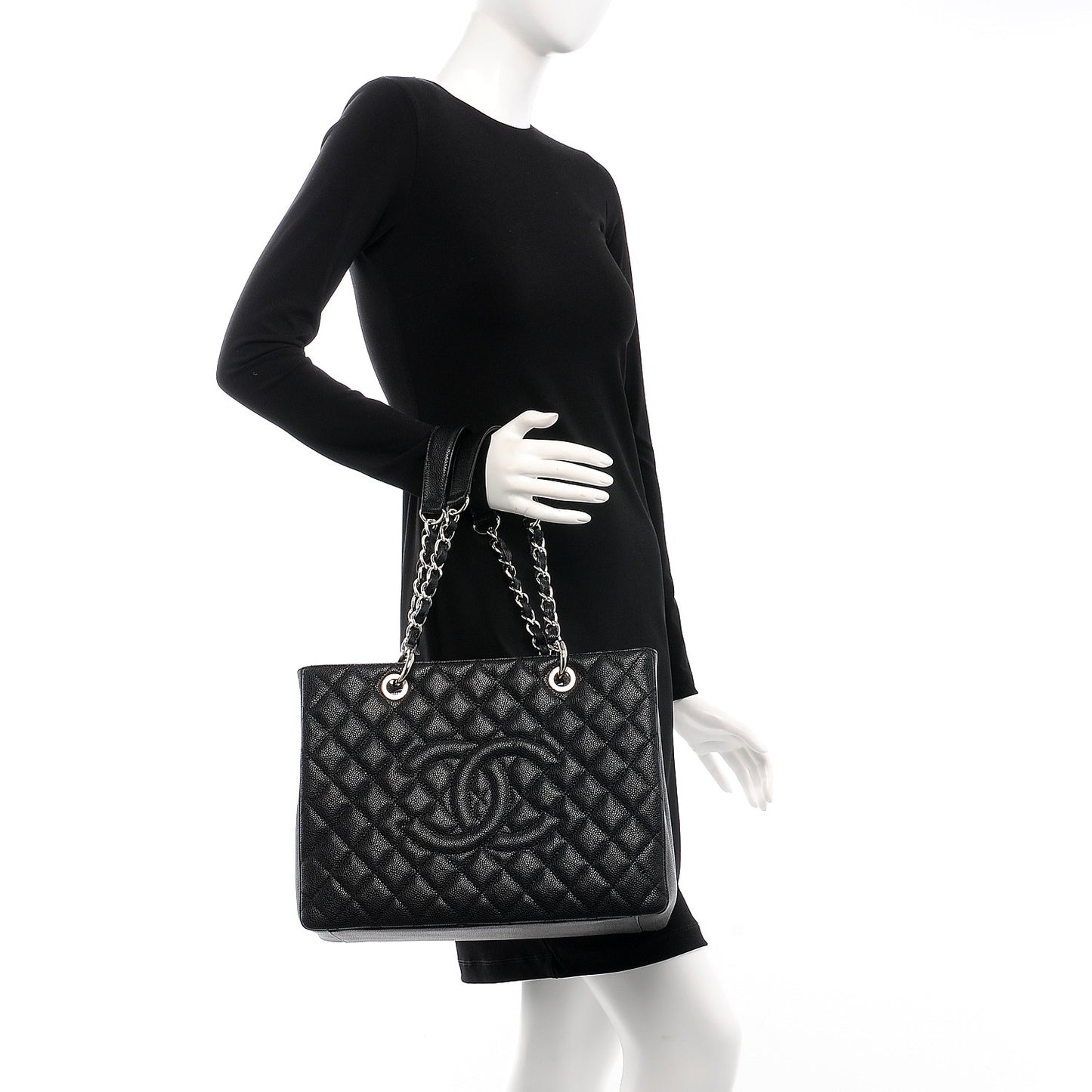 Caviar Quilted Grand Shopping Tote GST Black