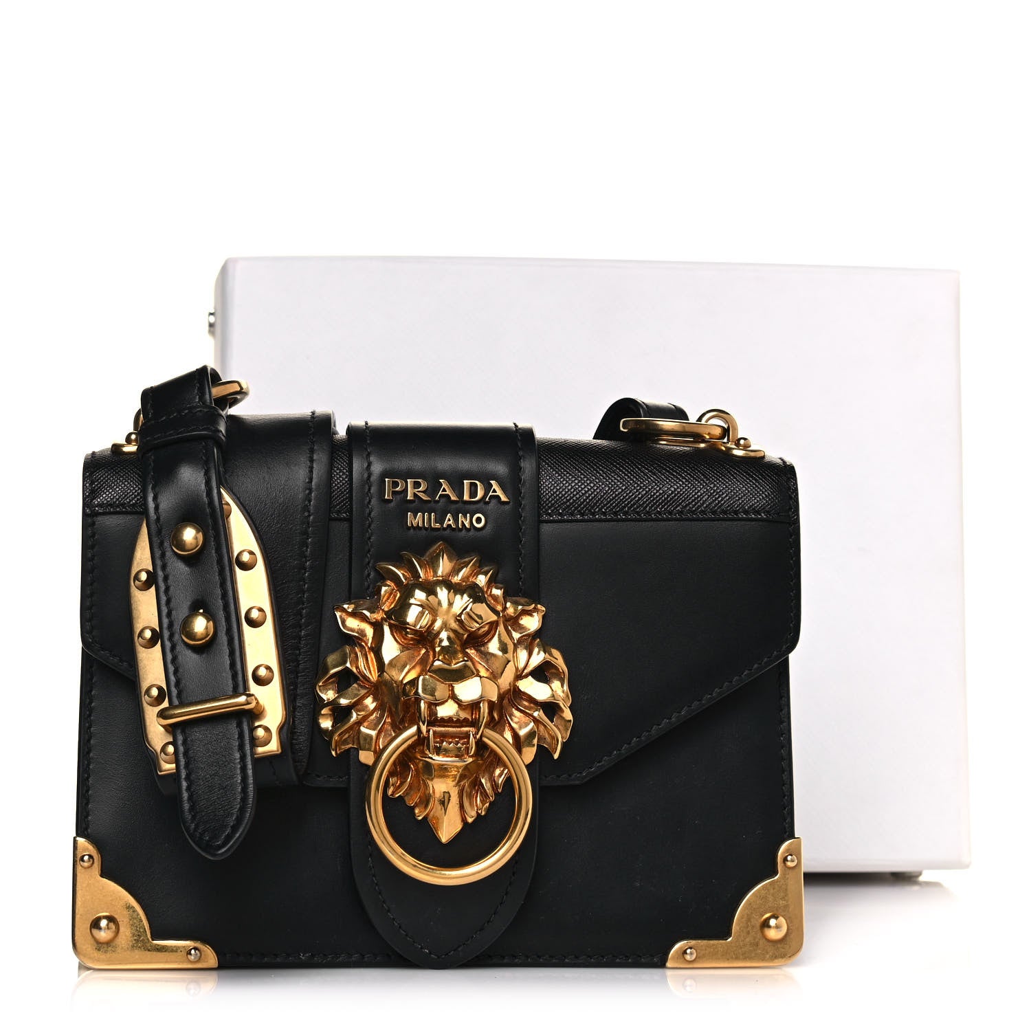 Prada Antic Soft Saffiano Lions Head Cahier Shoulder Bag Black 22 of 22