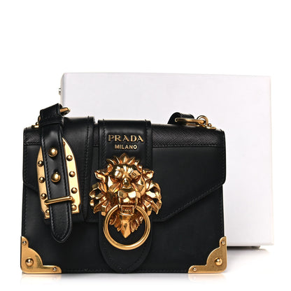 Prada Antic Soft Saffiano Lions Head Cahier Shoulder Bag Black 22 of 22