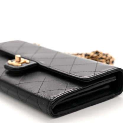 Chanel Goatskin Quilted Chic Pearls Clutch With Chain Black 11 of 12