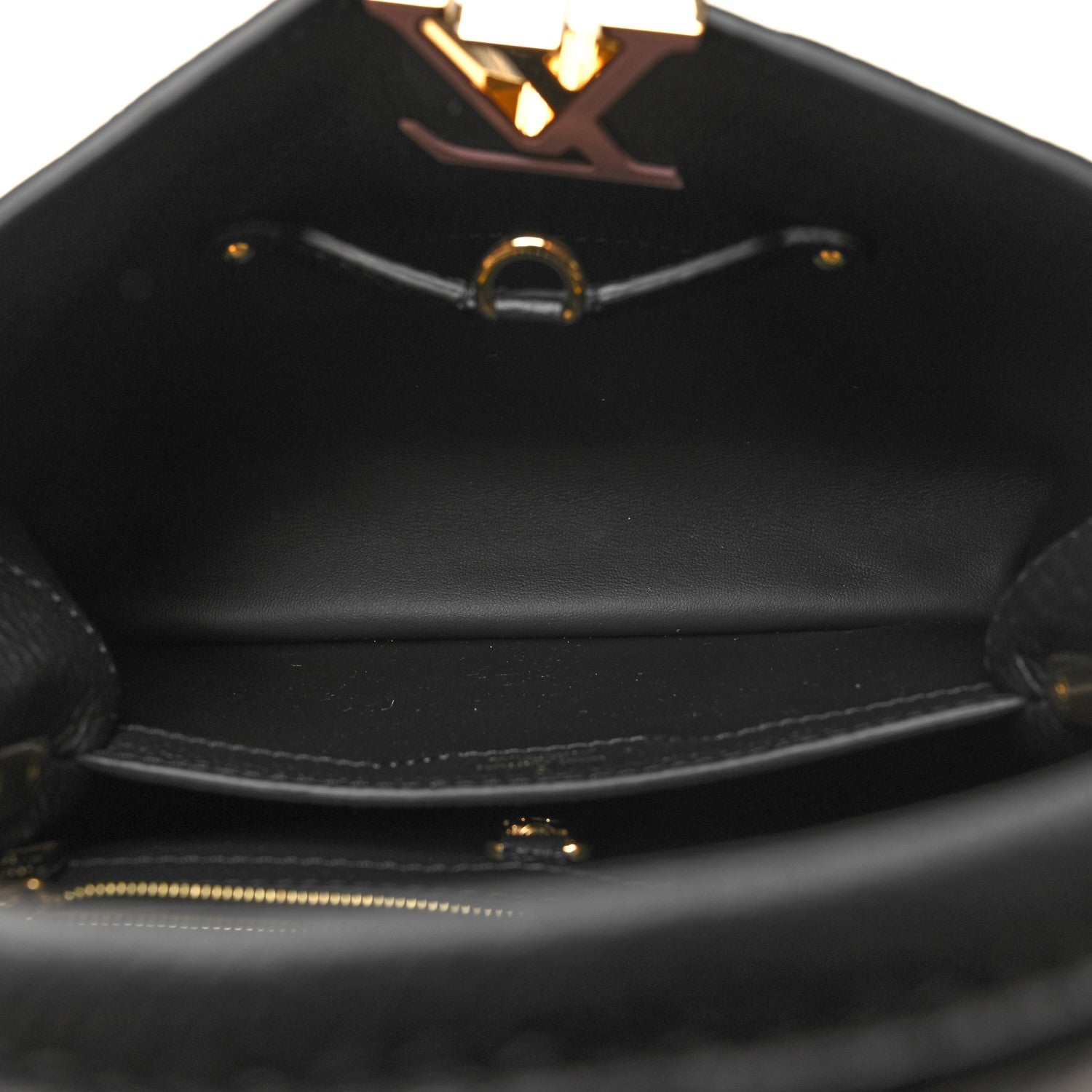 Louis Vuitton Taurillon Embroidered Vichy Capucines BB Black White 5 of 9