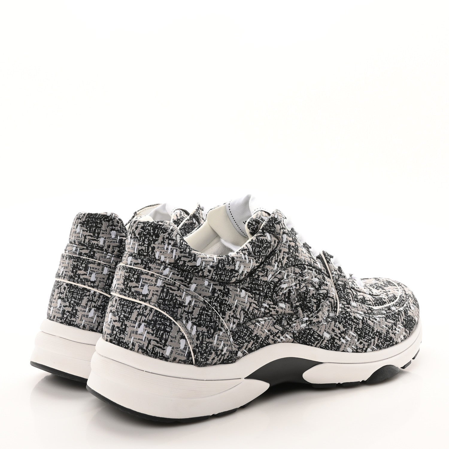 Chanel Tweed Mens CC Sneakers 43 Grey Black 5 of 9