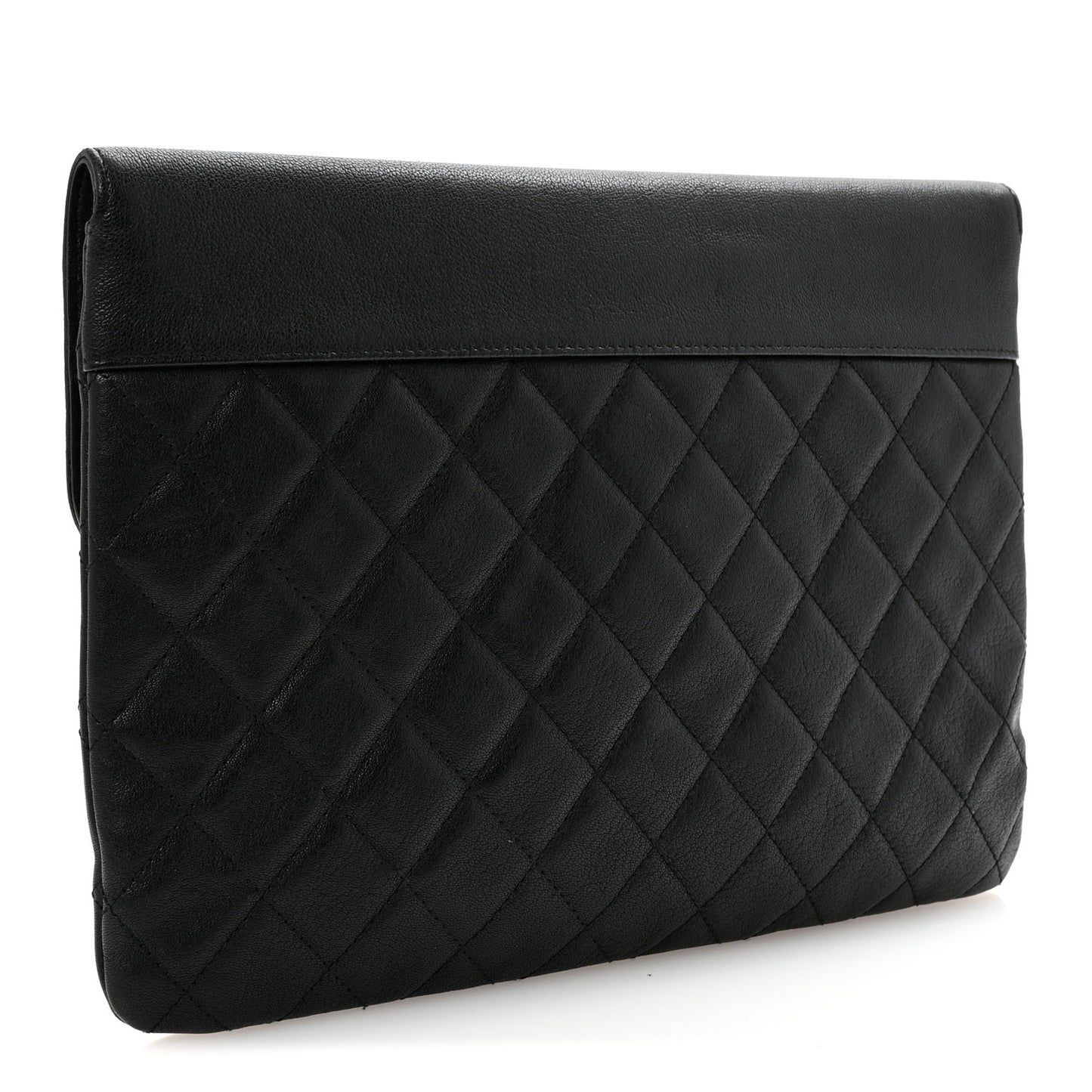 Goatskin Quilted CC Box Pouch Black