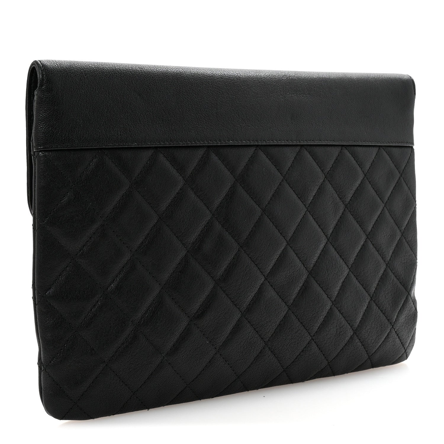 Chanel Goatskin Quilted CC Box Pouch Black 3 of 8