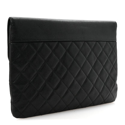 Chanel Goatskin Quilted CC Box Pouch Black 3 of 8