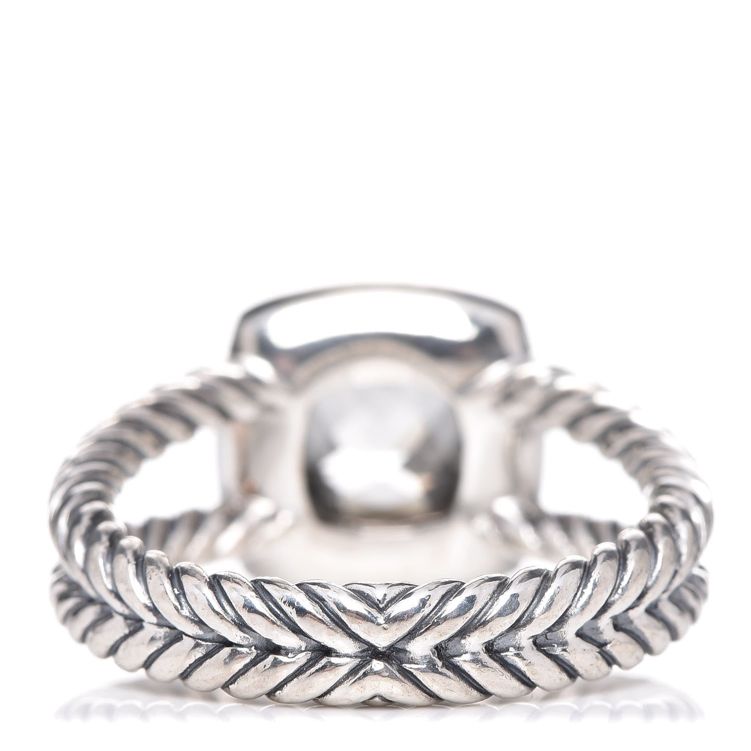 David Yurman Sterling Silver Diamond Prasiolite 7mm Petite Albion Ring 54 7 4 of 5
