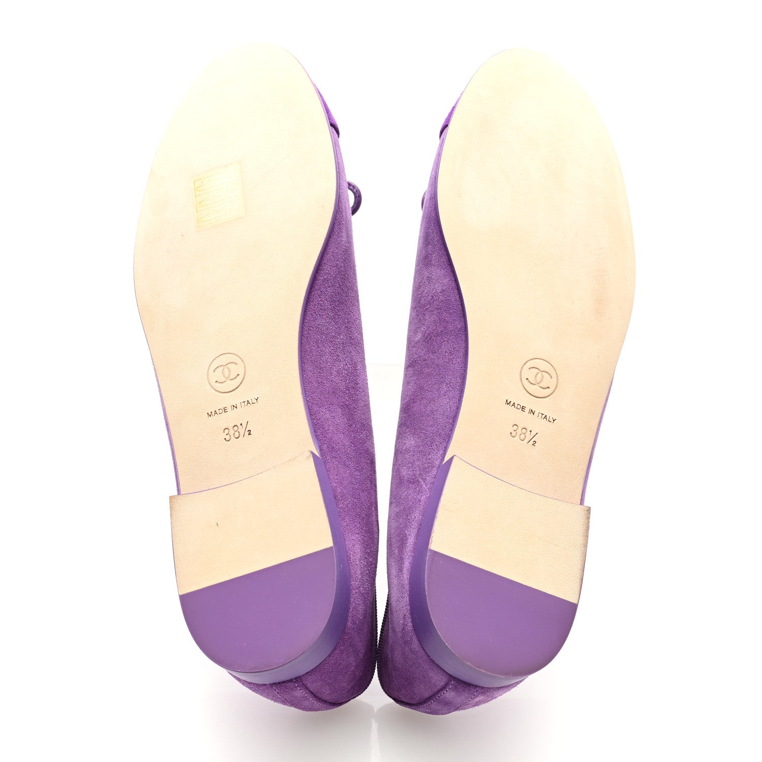 Chanel Suede Cap Toe CC Ballerina Flats 38.5 Purple Dark Purple 6 of 9