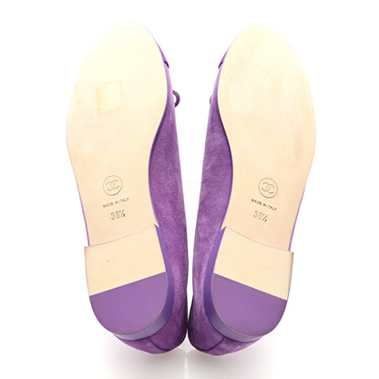 Chanel Suede Cap Toe CC Ballerina Flats 38.5 Purple Dark Purple 6 of 9