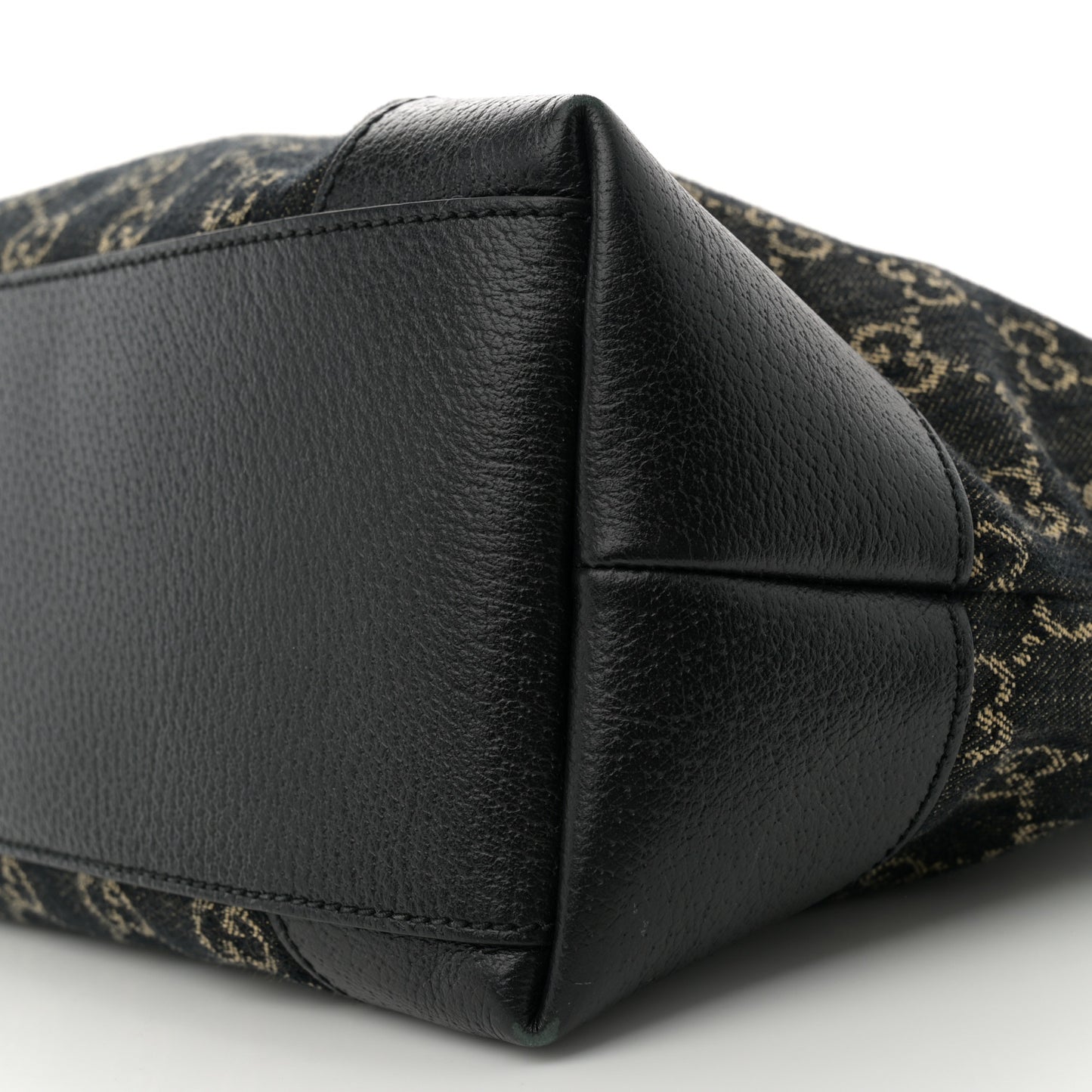 Jacquard Black Denim GG Monogram Medium Ophidia Shopping Tote Black Ivory