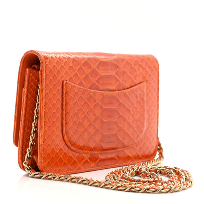Chanel Snakeskin Wallet On Chain WOC Orange 3 of 11