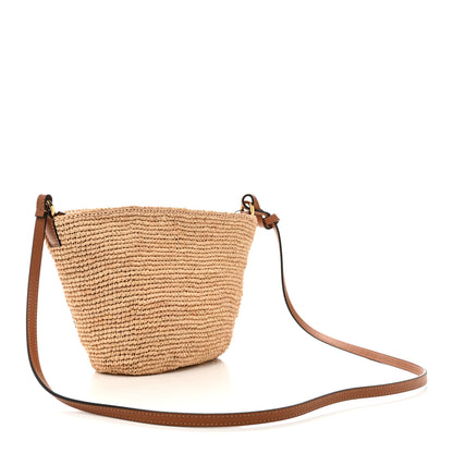 Loewe Calfskin Raffia Paulas Ibiza Pochette Bag Natural Tan 3 of 10