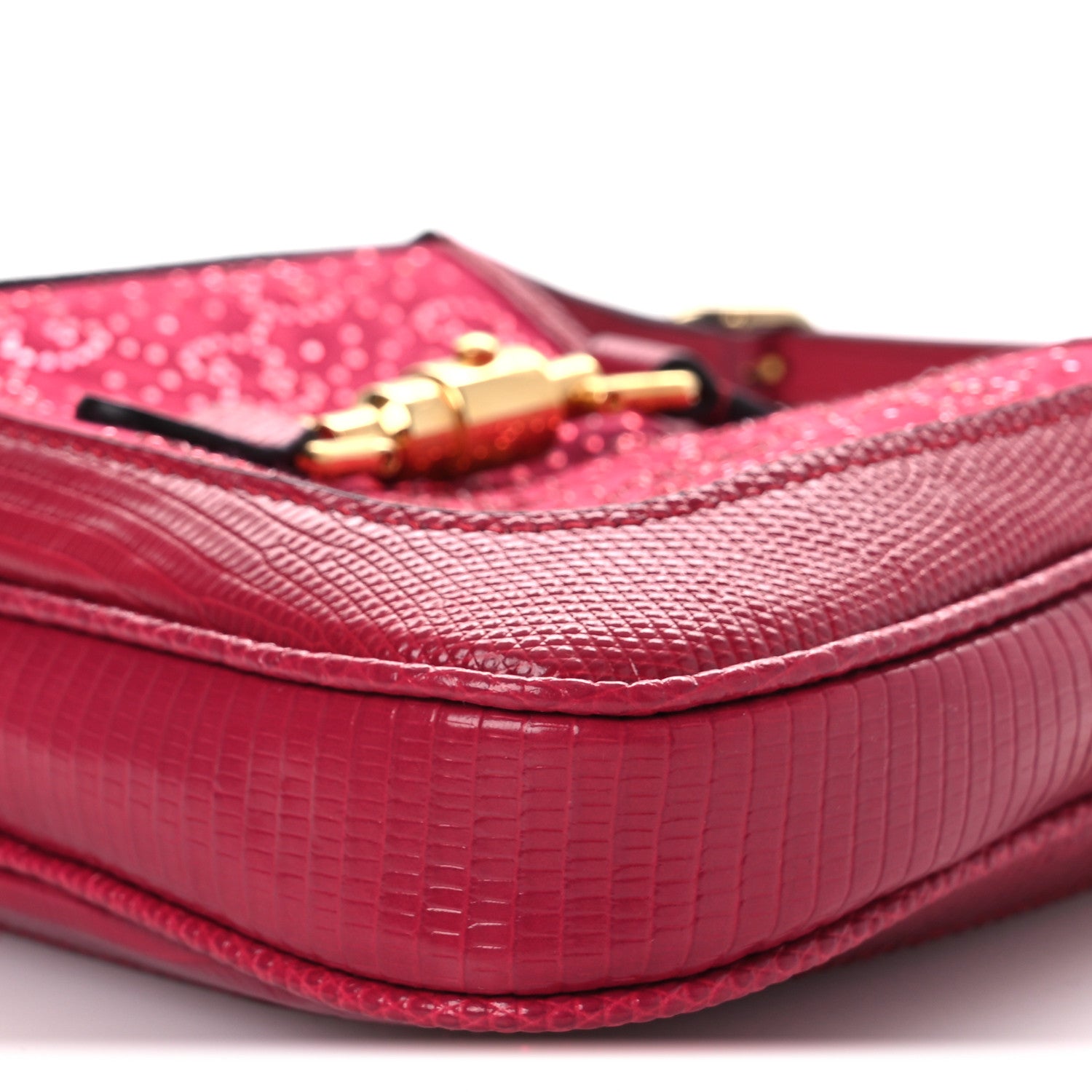 Gucci Canvas Lizard Crystal GG Monogram Mini Jackie 1961 Red 10 of 12