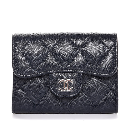 Chanel Caviar Quilted Card Holder Navy Blue 1 of 9
