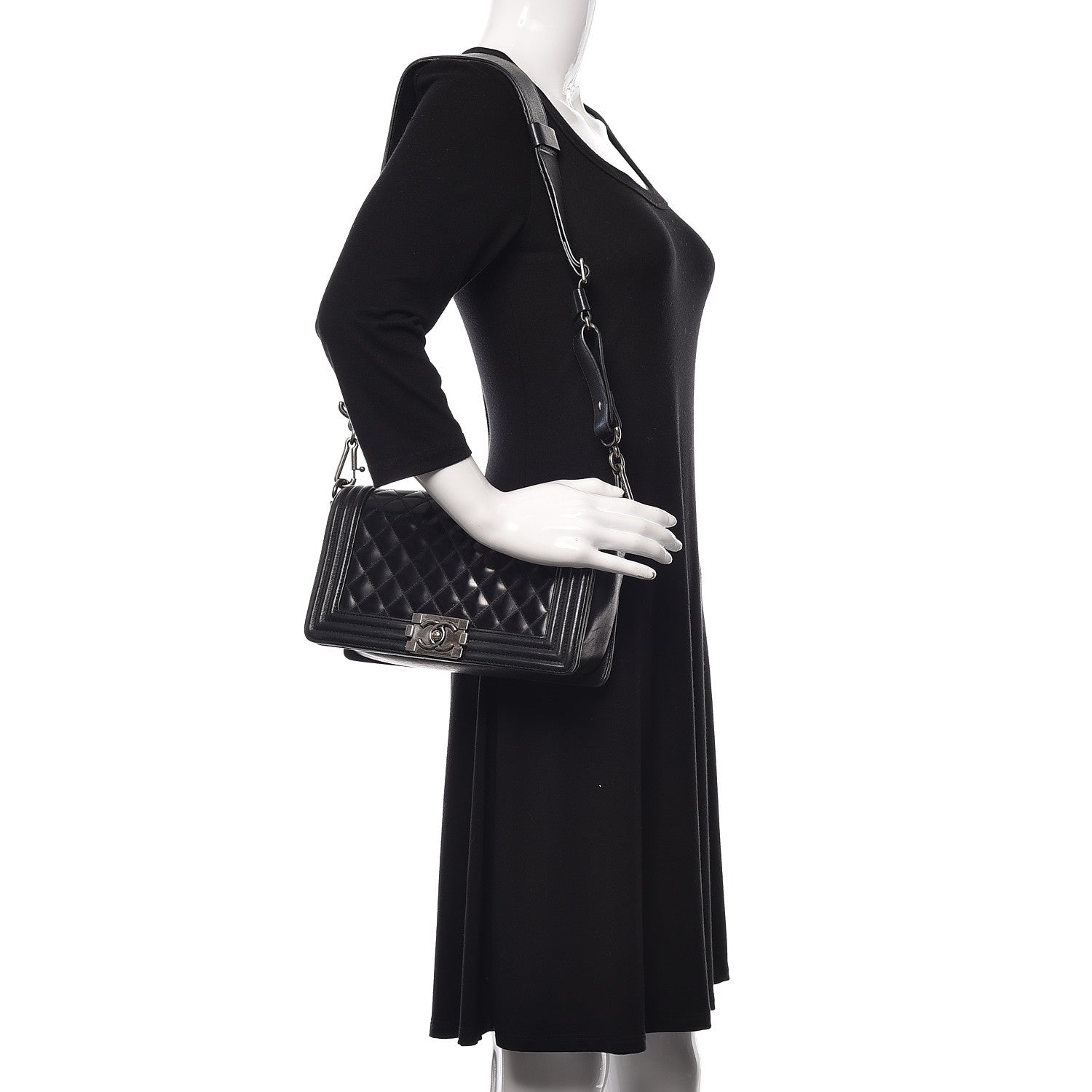 Chanel Glazed Calfskin Quilted Medium Boy Flap Black 2 of 24