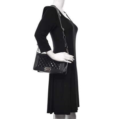 Chanel Glazed Calfskin Quilted Medium Boy Flap Black 2 of 24