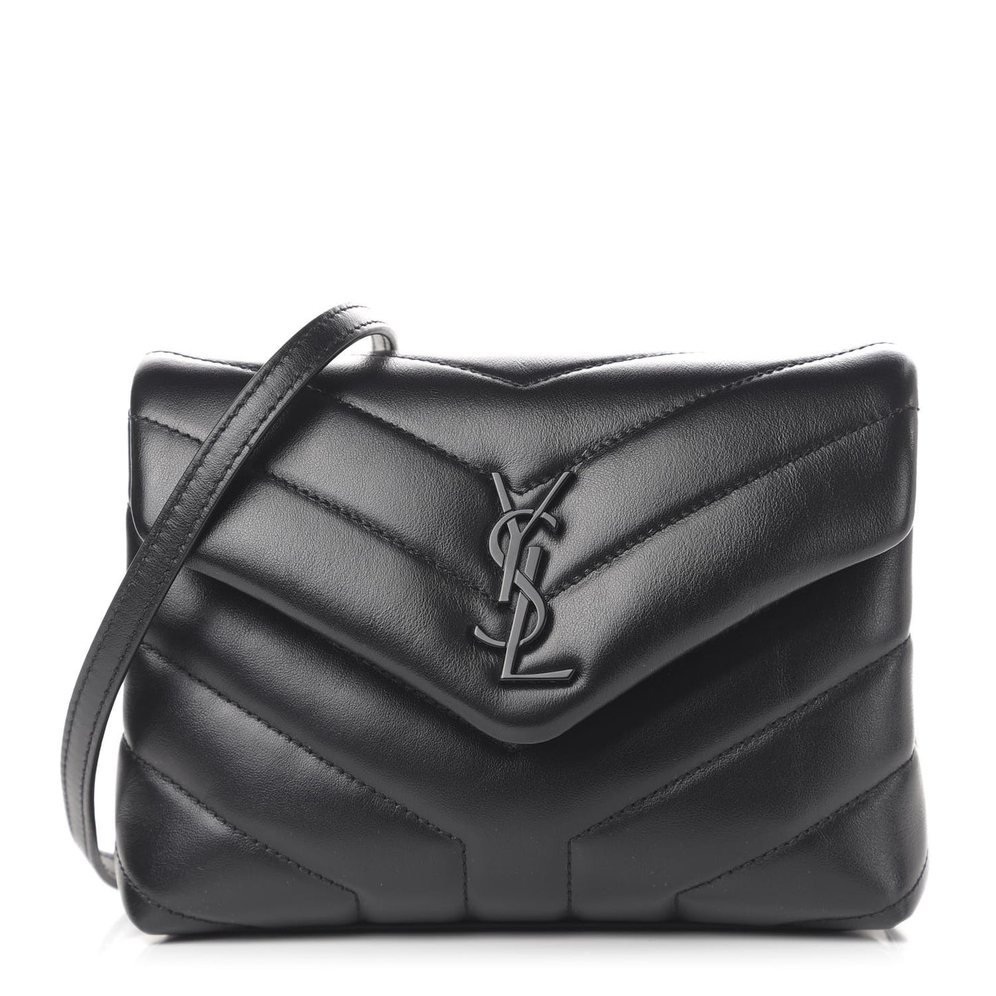 Calfskin Y Quilted Monogram Toy Loulou Crossbody Bag Black