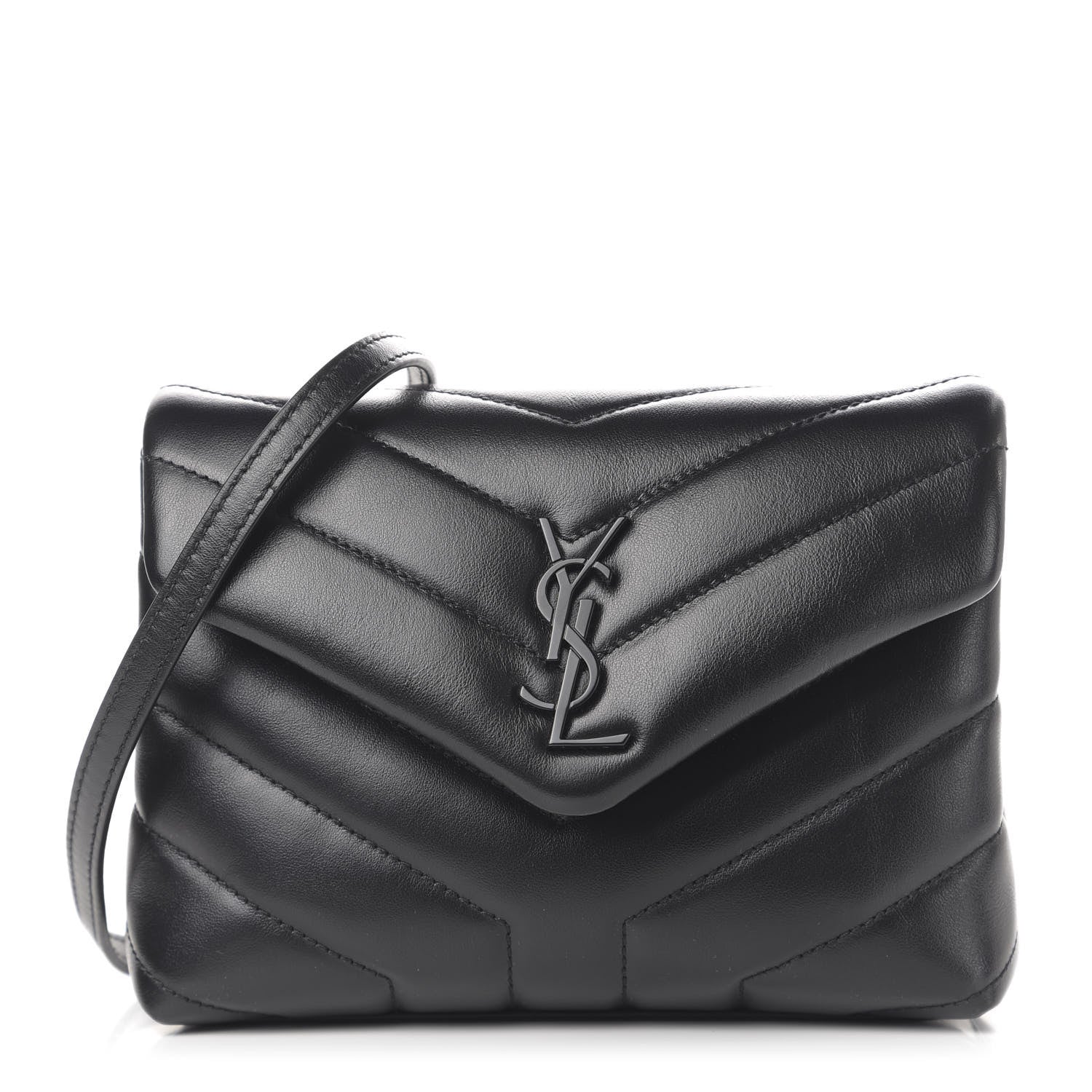 Saint Laurent Calfskin Y Quilted Monogram Toy Loulou Crossbody Bag Black 1 of 10