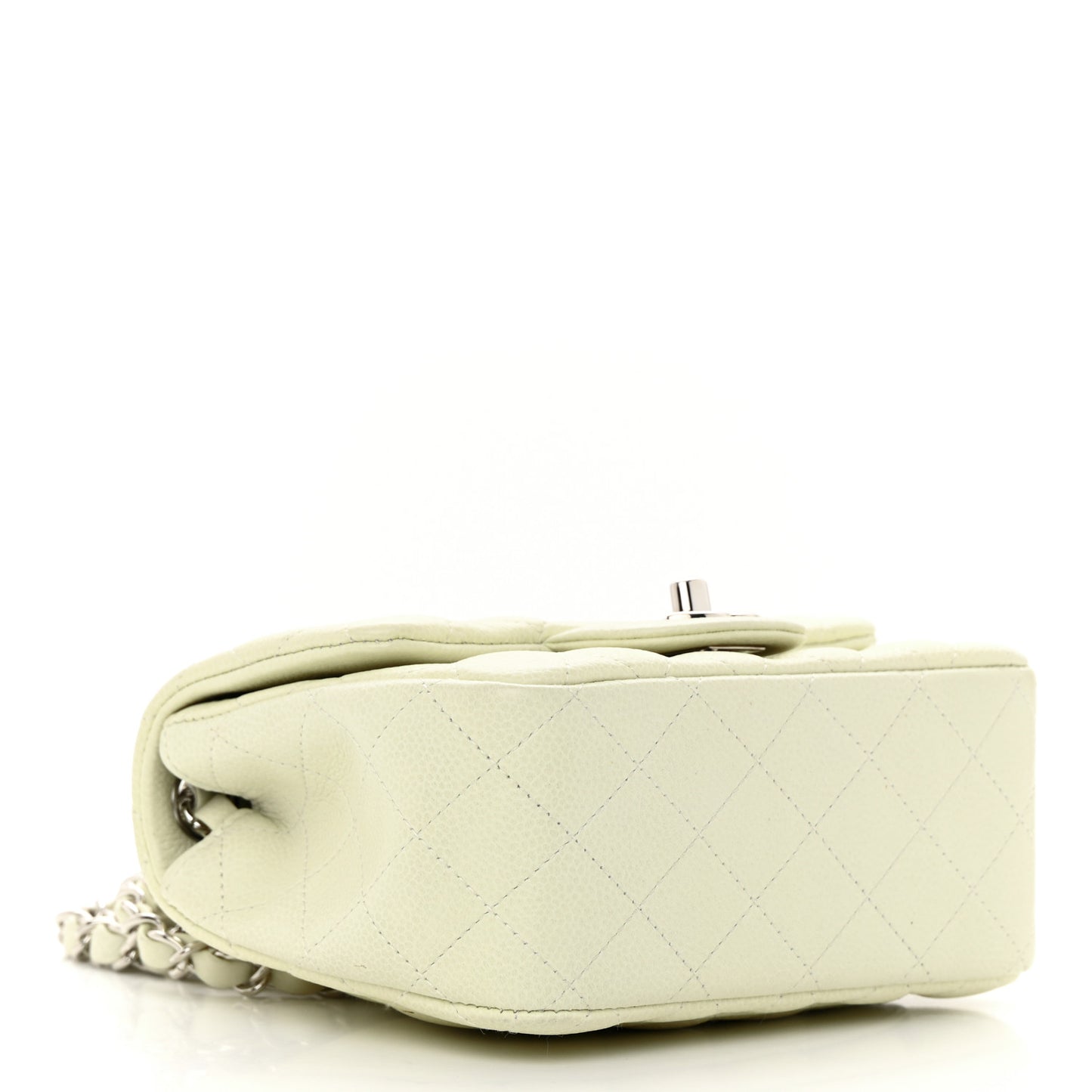 Caviar Quilted Mini Square Flap Dark White