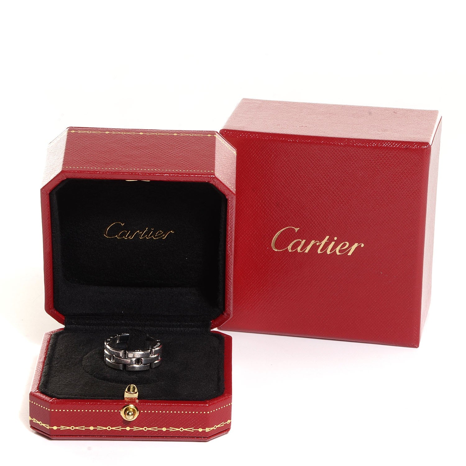 Cartier 18K White Gold Maillon Panthere 3 Row Ring 55 US 7.25 5 of 5