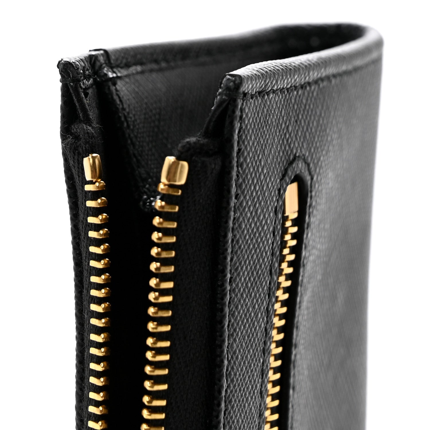 Prada Saffiano Metal Zip Around Keychain Black 9 of 9