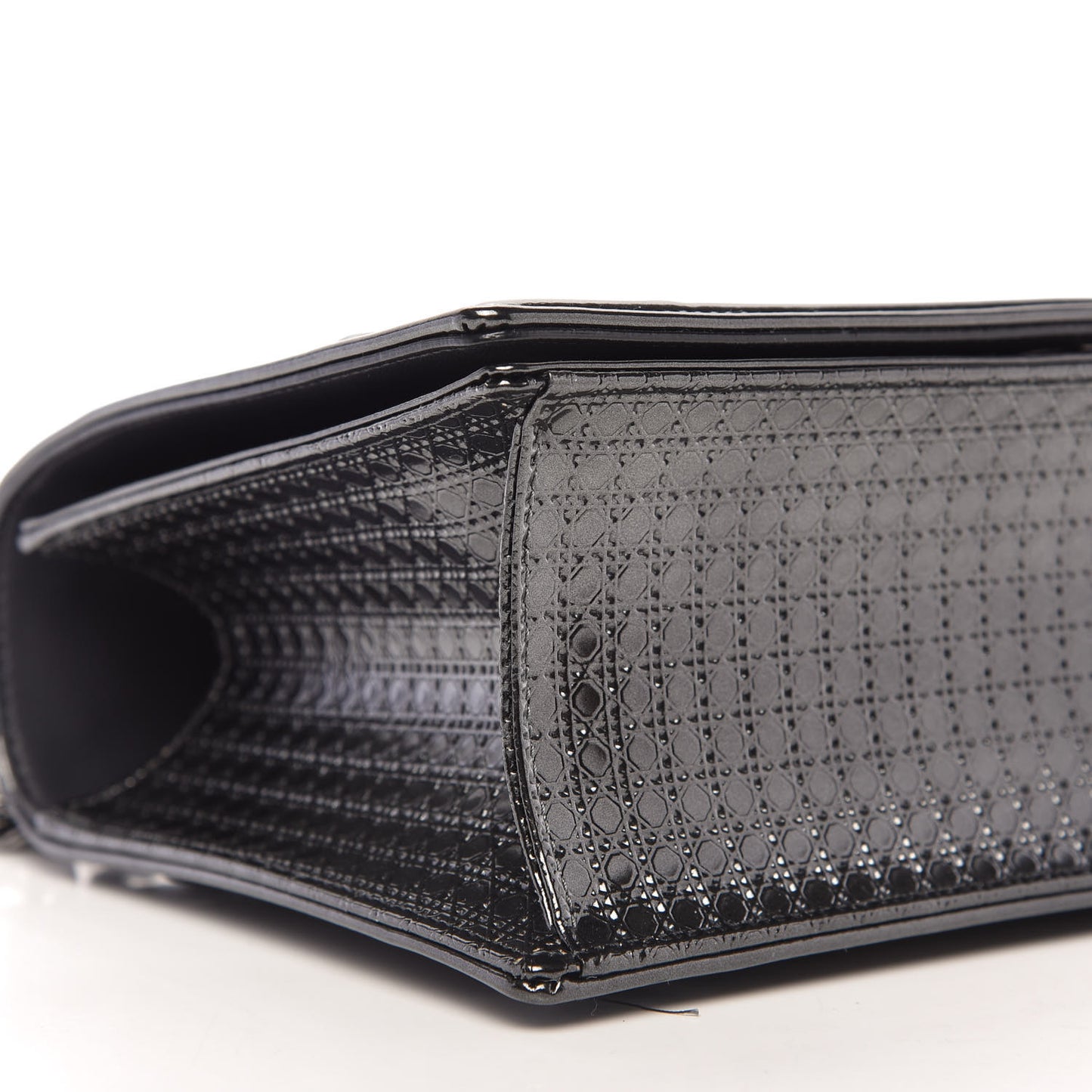Metallic Patent Micro-Cannage Medium Diorama Flap Bag Onyx Black
